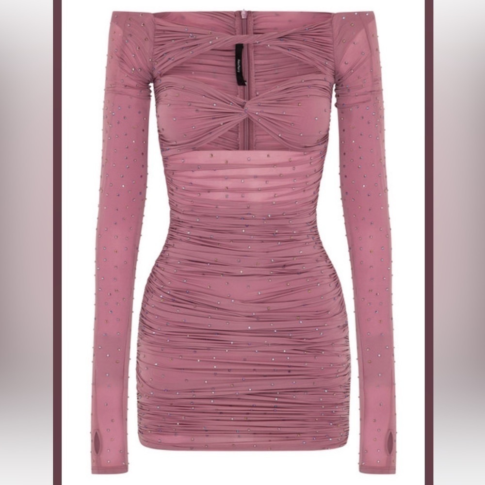 Alex Perry Tinley Ruched Off Shoulder Mini Dress - Picture 3 of 9